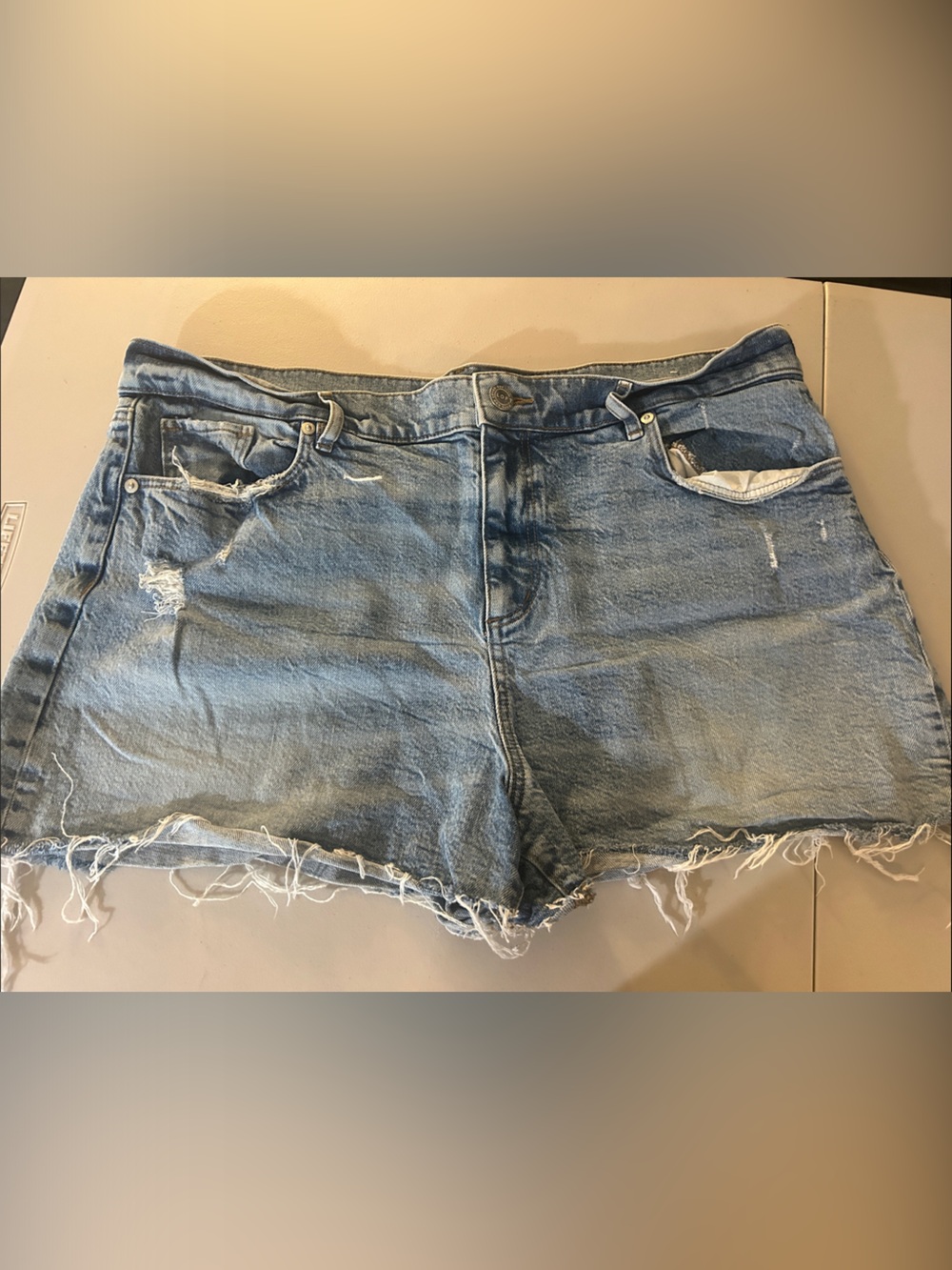 LOFT Light Blue Distressed Denim Cutoff Shorts